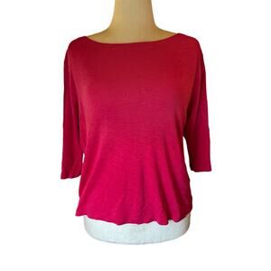 NIC+ZOE 3/4 sleeve pink boat neck tee - Large
